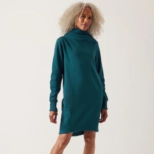 Athleta Cozy Karma Peacock Inkwell Bottle Blue Mock Neck Dress Size XS/P NWT